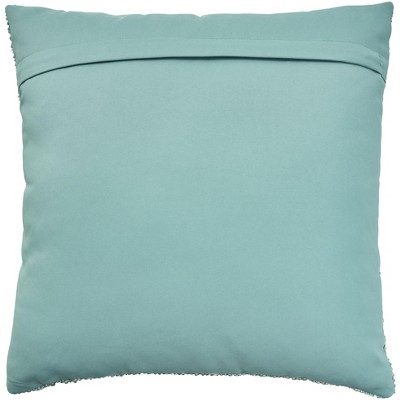 Turquoise Woven Basketweave Reversible Outdoor Throw Pillow 18" x 18"