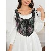 Acekool Women’s Vintage Floral Corset Lace-Up Vest, Vintage Pirate-Inspired Bustier with Embroidered Print - 4 of 4