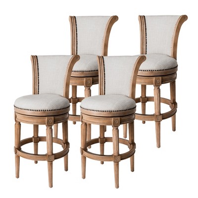 Maven Lane Wooden Swivel Upholstered Kitchen Stool, Set of 4