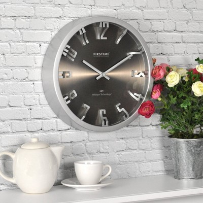 Steel Dimension Wall Clock Silver - FirsTime