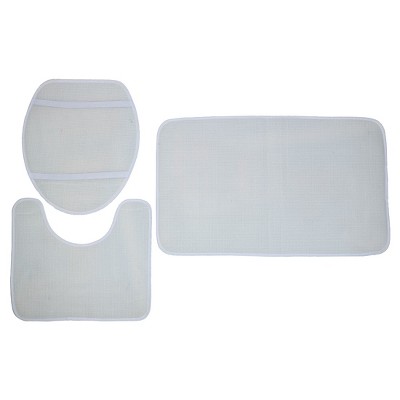 PiccoCasa Bathroom Washable Non-slip Cotton Toilet Seat Covers 28.3" x 17.5" x 0.3" Green 3 Pcs