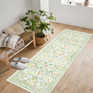 Floral Area Rugs for Living Room Washable Rug Non Slip Ultra Thin Boho Flower Indoor Floor Carpet for Girls Room Nursery Playroom - 1 of 4