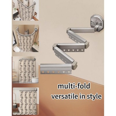 LunaLulink Folding shower curtain rod, drill-free suction cup, waterproof, dry-wet separation