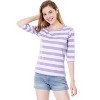 INSPIRE CHIC Women's Elbow Sleeves Boat Slim Fit Casual Stripe Animal Print Multi Floral Pattern T-Shirt - 3 of 4