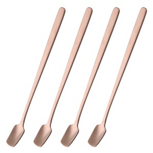 Unique Bargains Square Head Stainless Steel Long Handle Coffee Spoon 4 Pcs - 1 of 4