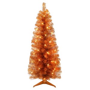 Puleo 4.5' Pre-lit Tinsel Artificial Christmas Tree with Clear Lights - 1 of 3