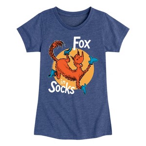 Girls' - Dr. Seuss - Fox In Socks Jumping Fitted Short Sleeve Graphic T-Shirt - 1 of 4