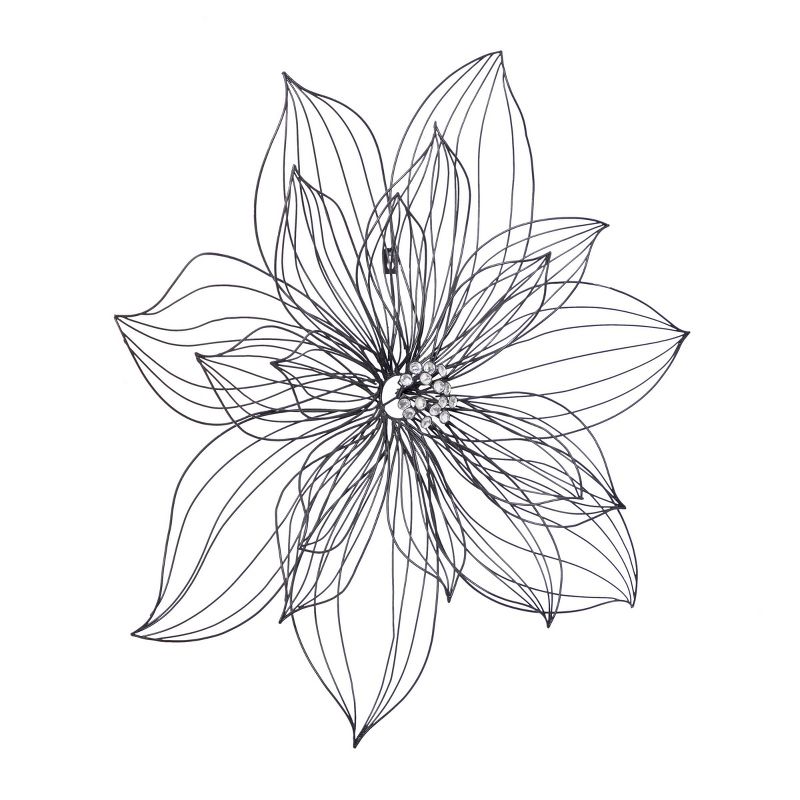 Modern Metal Floral 3D Wire Wall Decor with Crystal Embellishments Black - Olivia &#38; May, 6 of 15