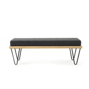 TiramisuBest Ottoman Bench - Light Grey Fabric Entryway Bench, 47.25"L x 17.5"W x 16.5"H - 1 of 4