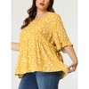 Agnes Orinda Women's Plus Size Floral Pleated V Neck Short Sleeve Tiered Babydoll Blouses - 2 of 4