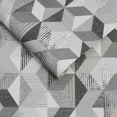 Grey Geometric Self-Adhesive Peel and Stick Wallpaper