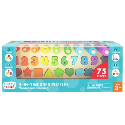 Chuckle & Roar Montessori Shapes & Numbers Learning Puzzle 76pc