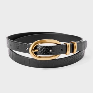 Faux Crocodile Elongated Gold Buckle Belt - A New Day™ Black XS/S