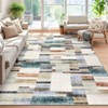 Washable Modern Geometric Patchwork Print Living Room Rugs, Soft Ultra Thin Non Slip Bedroom Carpet for Dining Room Home Office - 3 of 4