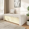 Gulches Upholstered White Ottoman with Drawer - Premium Boucle Fabric, Solid Paulownia Wood Drawer, Multifunctional Footrest/Table - 2 of 4