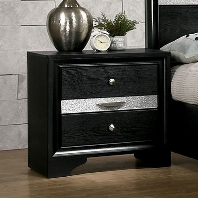 JUJABU Contemporary Nightstand with Nickel Round Knob Handles, English Dovetails and Hidden Drawer