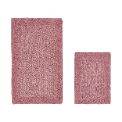 Edge Bath Rug 100% Premium Cotton Ultra-soft Water Absorbent Tufted Solid Reversible 2 Piece Bathroom Rug Set For Machine Washable Bathmat