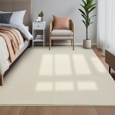 Area Rug, Washable Rug - Premium Wool Plush Shaggy Carpet for Living Room, Super Soft Bedroom Rug, Modern Solid Fuzzy Shag
