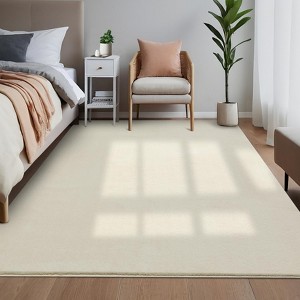 Area Rug, Washable Rug - Premium Wool Plush Shaggy Carpet for Living Room, Super Soft Bedroom Rug, Modern Solid Fuzzy Shag - 1 of 4