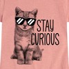 Girls' - Instant Message - Stay Curious Cat Fitted Short Sleeve Graphic T-Shirt - 2 of 4