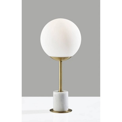 White Marble and Brass Globe Table Lamp