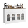 55" Sideboard Buffet Cabinet, Wood Coffee Bar Cabinet with Glass Door & 3 Drawers, Modern Media Console Table, Kitchen Pantry Cabinet - 4 of 4