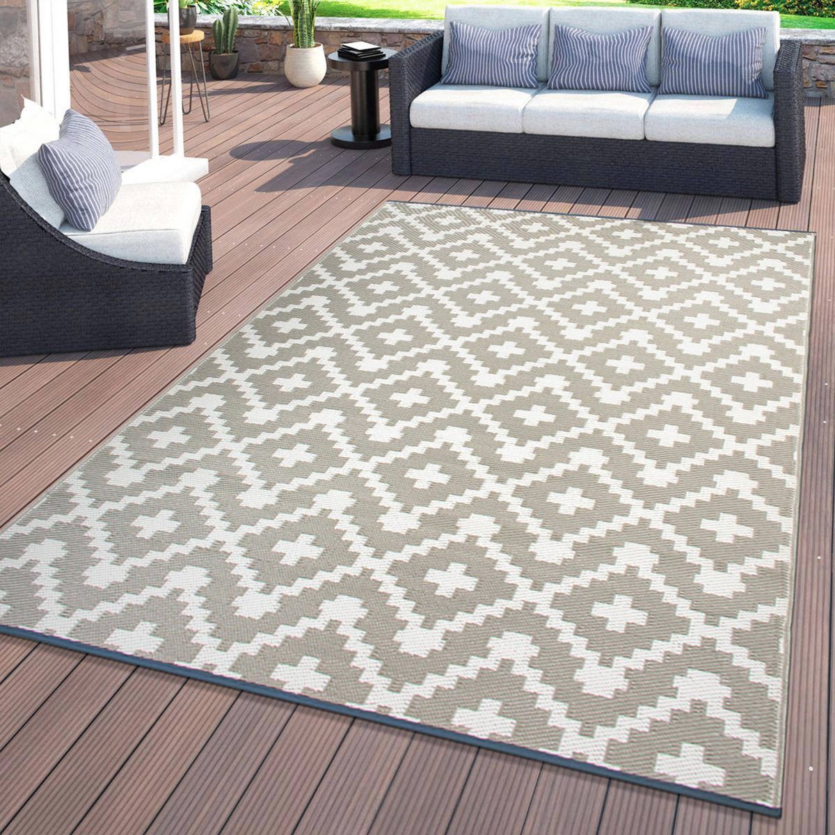 World Rug Gallery Trellis Geometric Reversible Plastic Indoor and Outdoor Picnic Mat, Camping Rug, RV Rug:  Quick Dry,  UV Protection - thumbnail 7