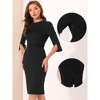 Allegra K Women's 3/4 Sleeves Belted Mock Neck Office Sheath Dress - 2 of 4