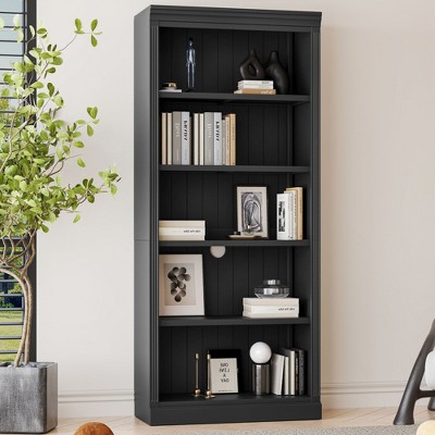 Sapphtopaz Tall Wood Bookcase with Adjustable Storage Shelves, Space Saving Display Home Decor Bookshelves, Storage Organizer for Small Spaces, Office