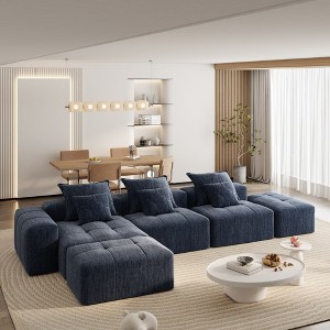 Whisen Chenille Fabric Cushion Sofa & Modular Sectional Sofa with 4 Pillows and 3 Seats, Modern Oversized Comfort for Family Living - 1 of 4