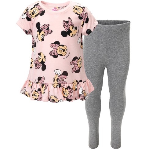 Disney Minnie Mouse Mickey Mouse T-Shirt and Leggings Outfit Set Infant to  Big Kid