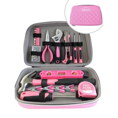 Apollo Tools 63pc Dt5016p Household Tool Kit In Zippered Case Pink : Target
