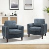 Set of 2 Deionides Tufted Wooden Upholstered Comfy Club Chair For Bedroom And Living Room With Wood Legs| ART OF LIVING DESIGNS - 2 of 4