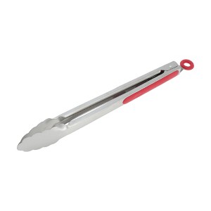 Unique Bargains Serving Tongs Lace Edge Food Tong 12-Inch Dishwasher Safe Stainless Steel Silicone 1Pcs - 1 of 3
