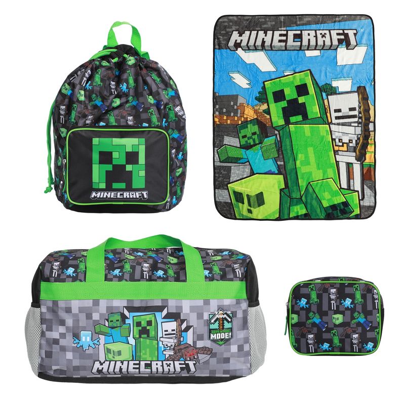 Minecraft Creeper 4-Piece Green Youth Kids Boys Duffle Bag Set, 1 of 7