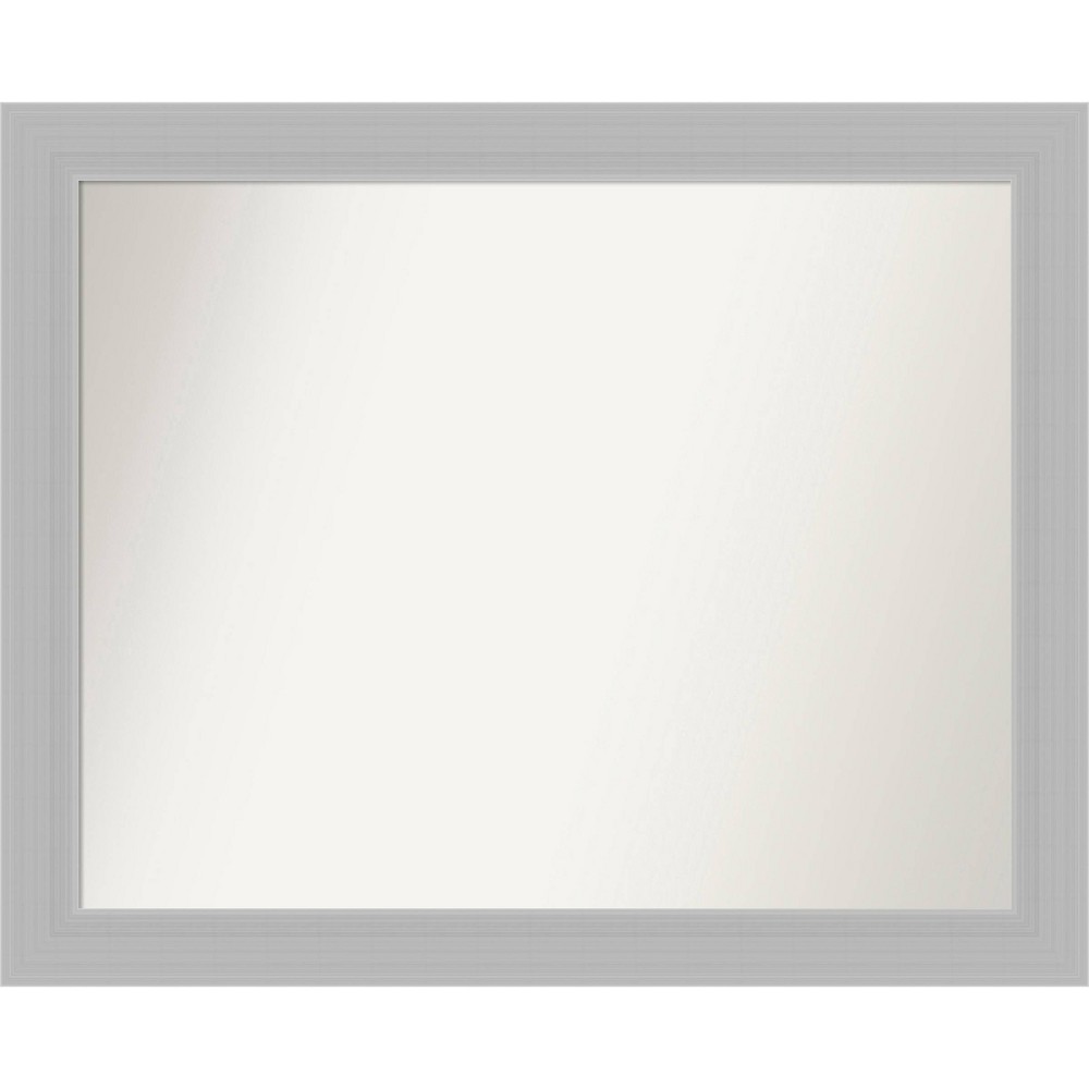 Photos - Wall Mirror 32" x 26" Non-Beveled Brushed Sterling Silver Wood  - Amanti Ar