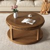 31.5" Solid Wood 2-Tier Round Coffee Table - 2 of 4