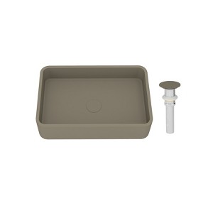 CASAINC 20 Inch Rectangular Concrete Vessel Sink with Drainer, Taupe Clay - 1 of 4