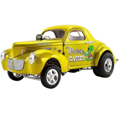 1940 Willys Gasser "The Rat Fink" Yellow Metallic with Graphics LTE to 732 pieces Worldwide 1/18 Diecast Model Car by ACME