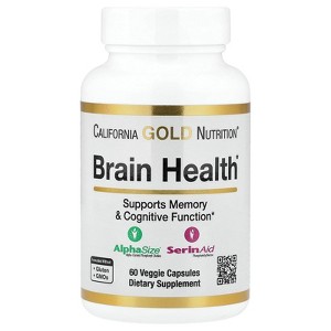 California Gold Nutrition Brain Health with Alpha-Glycerophosphorylcholine, Calcium, Phosphorus and Phosphatidylserine, 60 Veggie Capsules - 1 of 4