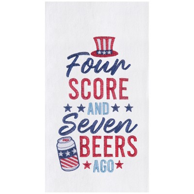 C&F Home Four Score Seven Beers Ago Embroidered Cotton Flour Sack Kitchen Towel Patriotic Dishtowel Decoration