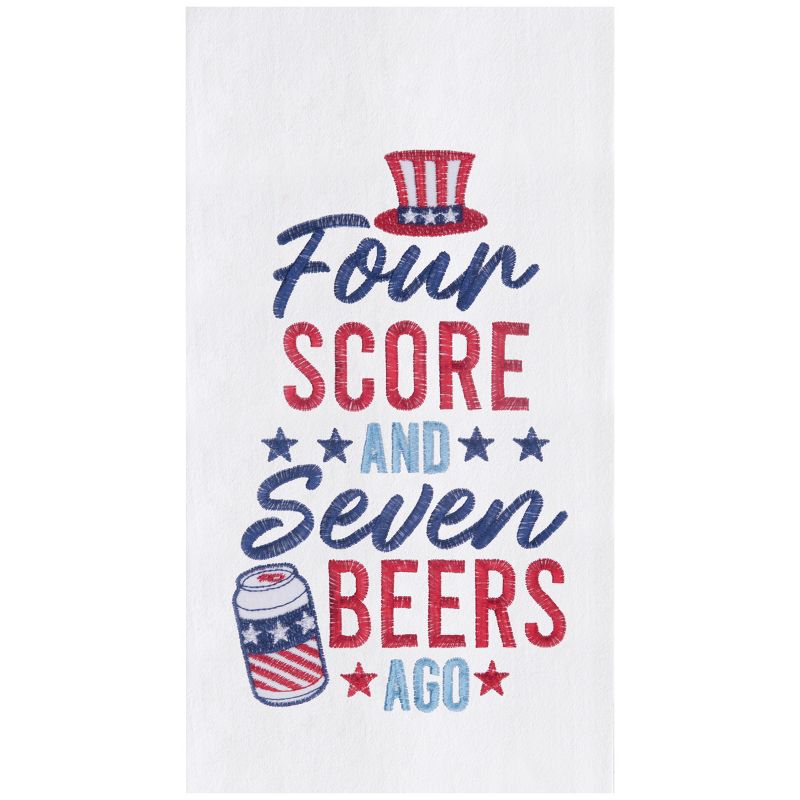 C&F Home Four Score Seven Beers Ago Embroidered Cotton Flour Sack Kitchen Towel Patriotic Dishtowel Decoration, 1 of 4