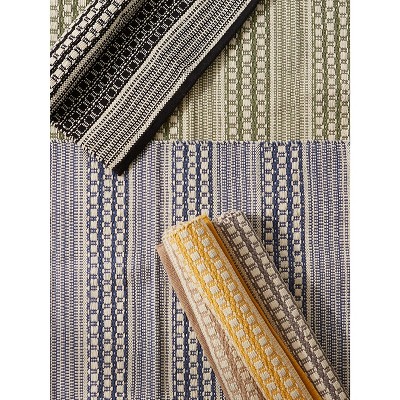 Handmade Black Cotton Stripe Rectangular Rug 2x3 ft