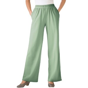 Woman Within Plus Size Tall 7-Day Knit Wide-Leg Pant - 1 of 4