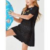 Girls Crochet Short Sleeve Swimsuits Solid Swim Kids Swimwear Beachwear Cover Up Tops - 4 of 4