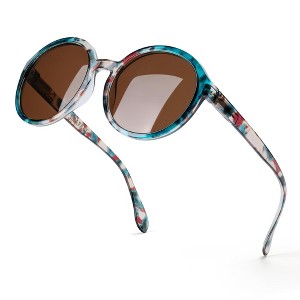 Polarized Vintage Sunglasses for Women, Round Designer Style Sun Glasses 1567琥珀绿-1-1000x800.jpg main image 3