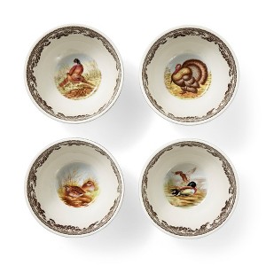 Spode Heritage Collection Woodland Animal Dip Bowls - Set of 4 Porcelain, 4 Inch Snack or Dessert Bowls with Floral Border, Dishwasher, Microwave Safe - 1 of 4