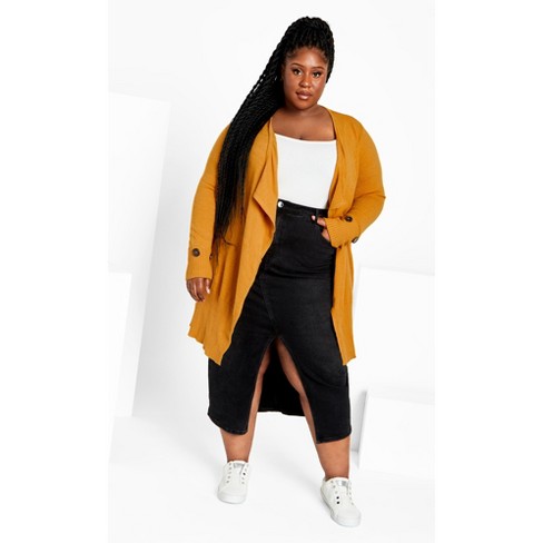 Women's plus 2025 size mustard cardigan