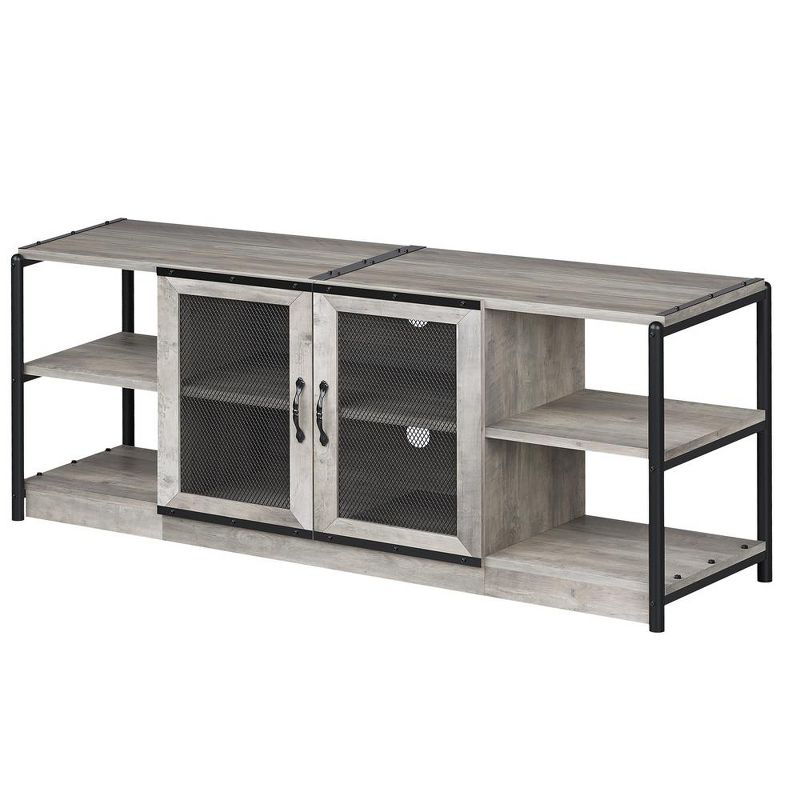TV Stand for 65+ Inch TV, Industrial Entertainment Center TV Media Console Table, Farmhouse TV Stand with Storage and Mesh Door, 3 of 5