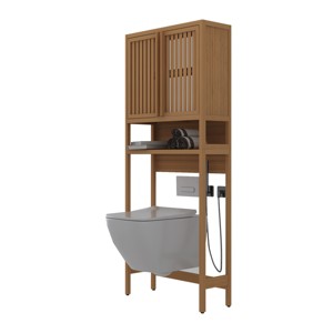 KWPZQEB Toilet Storage Rack, Bathroom Shelves with Shutter Door & Open Shelf, Freestanding Space Saver Bathroom Shelves Above Toilet, Organizer Shelf - 1 of 4